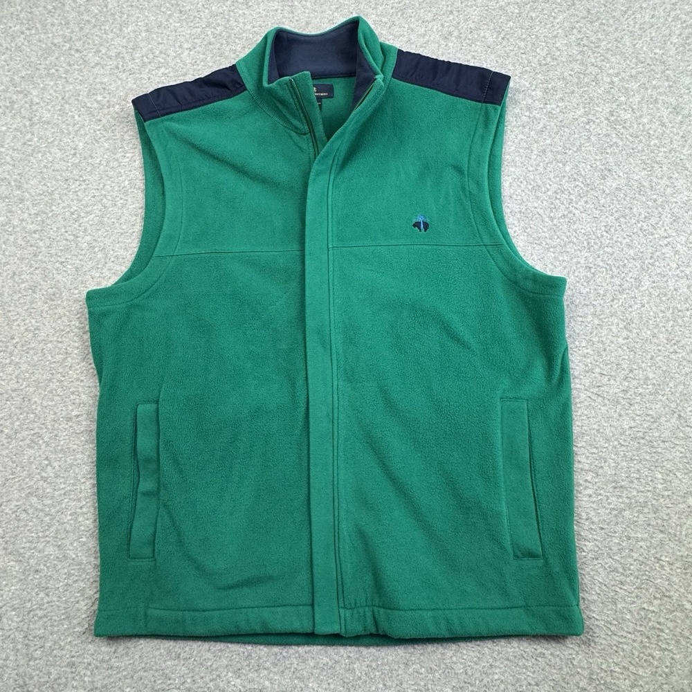 Brooks Brothers Two Tone Fleece Vest Mens XL Hanging Sheep Embroidered Logo
